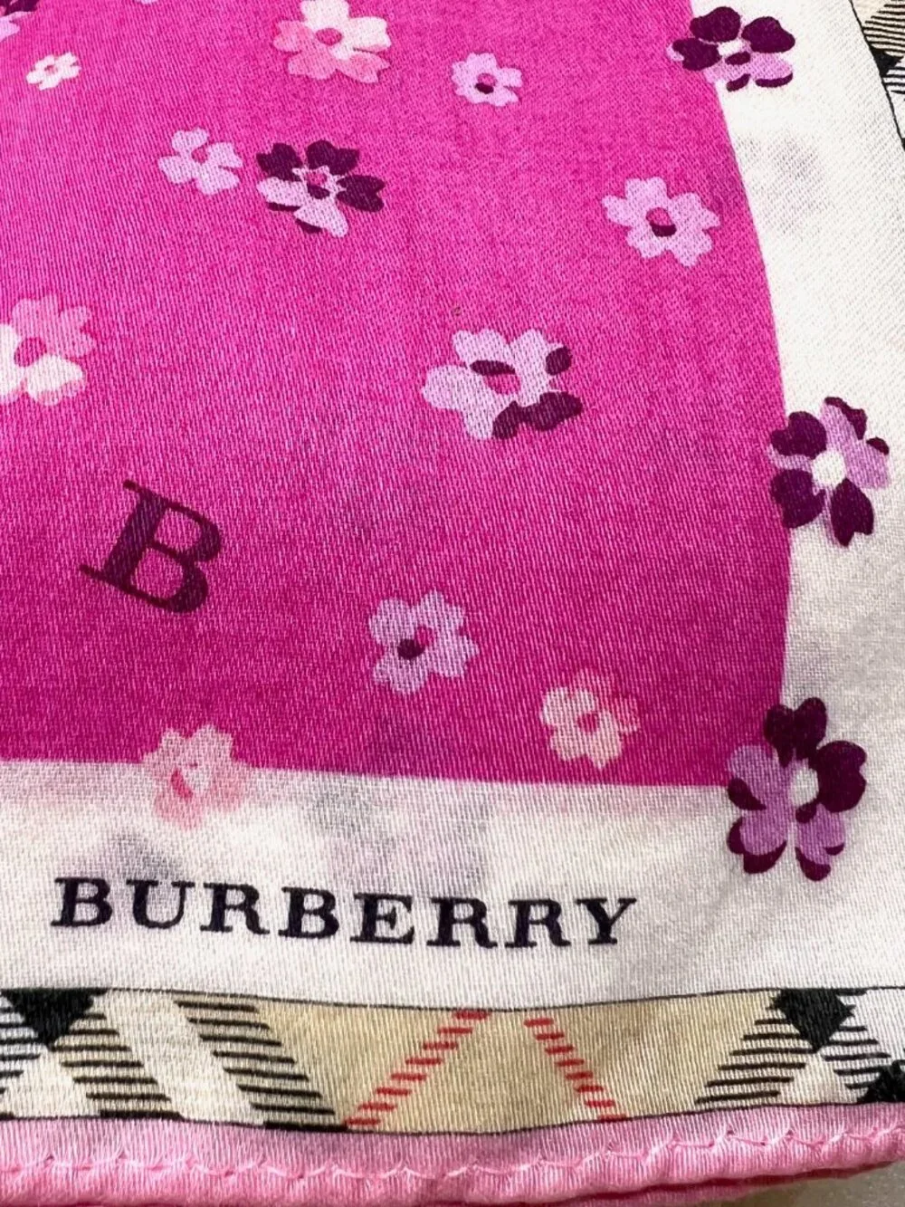 Burberry   Min iscarf/ Neck-kerchief cotton 19.5" pink violet beige nova (98) - Picture 7 of 11